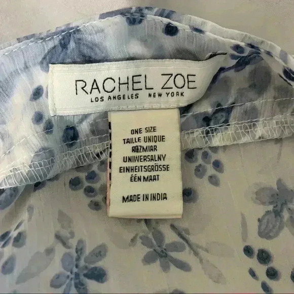 Rachel Zoe sheer white and blue flower chiffon long kimono - Picture 6 of 7